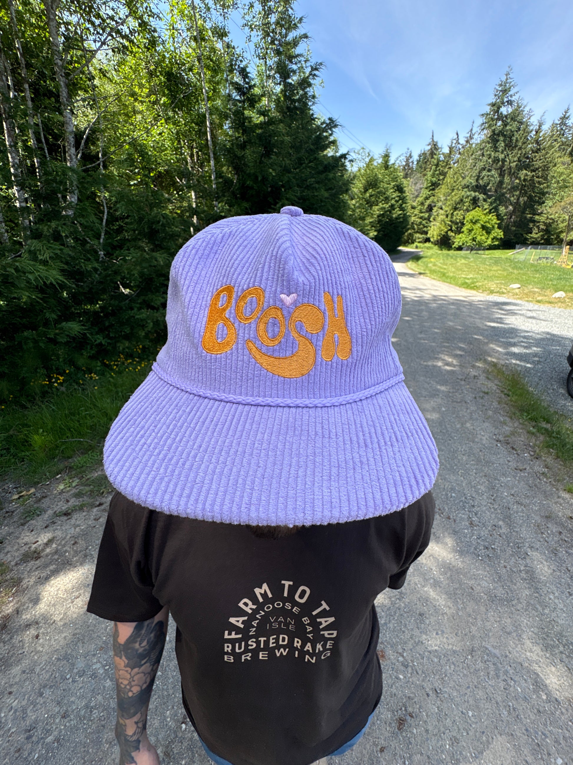 Embroidered Corduroy Hat - Lilac / Yellow